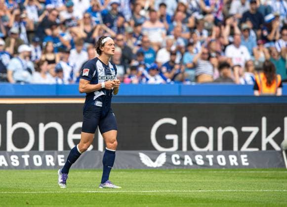 Fussball, Herren, Saison 2025 2026, 2. Bundesliga (2. Spieltag), Hertha BSC - Karlsruher SC, Fabian Reese (Hertha BSC), 10.08. 2025,