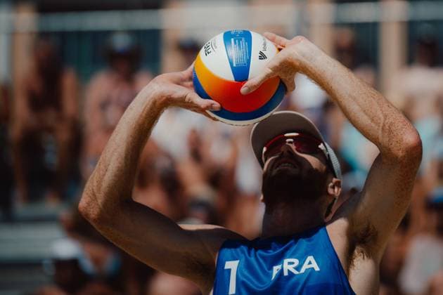 Beach volleyball, Beachvolleyball - Baden Challenge BADEN,AUSTRIA,10.AUG.25 - BEACH VOLLEYBALL - FIVB World Tour - Baden Challenge. Image shows Remi Bassereau (FRA).  GEPAxpictures xAlexanderxSolc