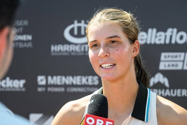 TENNIS - WTA, Tennis Damen Ladies Open Amstetten AMSTETTEN,AUSTRIA,10.AUG.25 - TENNIS - ITF World Tennis Tour, Ladies Open Amstetten. Image shows Lilli Tagger (AUT) during an interview.  GEPAxpictures xChristianxMoser