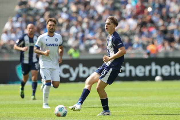 10.08.2025, xtgx, Fussball 2. Bundesliga, Hertha BSC Berlin - Karlsruher SC emspor, v.l. Kennet Eichhorn (hertha) (DFL DFB REGULATIONS PROHIBIT ANY USE OF PHOTOGRAPHS as IMAGE SEQUENCES and or QUASI-VIDEO) Berlin