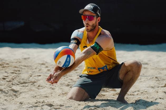 Beach volleyball, Beachvolleyball - Baden Challenge BADEN,AUSTRIA,10.AUG.25 - BEACH VOLLEYBALL - FIVB World Tour - Baden Challenge. Image shows Clemens Wickler (GER).  GEPAxpictures xAlexanderxSolc