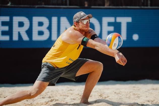 Beach volleyball, Beachvolleyball - Baden Challenge BADEN,AUSTRIA,10.AUG.25 - BEACH VOLLEYBALL - FIVB World Tour - Baden Challenge. Image shows Nils Ehlers (GER).  GEPAxpictures xAlexanderxSolc