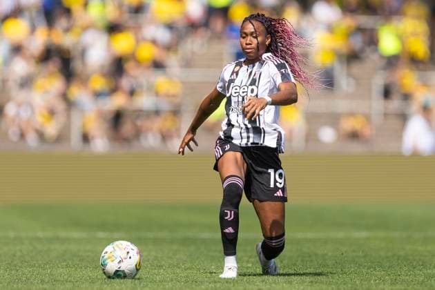 Testspiel Frauen: Borussia Dortmund - Juventus Turin; 10.08.2025 Lindsey Thomas (Juventus Turin, 19) im Testspiel zwischen Borussia Dortmund und Juventus Turin, am 10.08.2025, Stadion Rote Erde, Dortmund. Copyright: xBEAUTIFULxSPORTS Meuselx