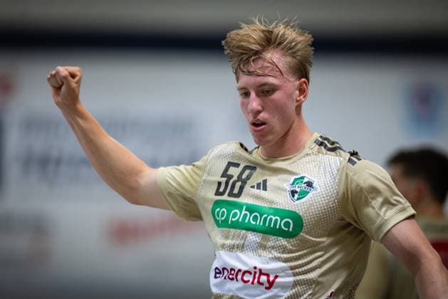 IHC 2025: Kadetten Schaffhausen vs TSV Hannover-Burgdorf; 10.08.25 Jubel Torjubel bei Daniel Weber (Nr.58, TSV Hannover-Burgdorf) IHC 2025: Kadetten Schaffhausen vs TSV Hannover-Burgdorf, KGS-Sporthalle am 10.08.25 Copyright: xBEAUTIFULxSPORTS MarioxM.xKobergx