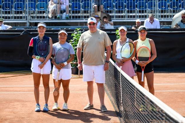 TENNIS - WTA, Tennis Damen Ladies Open Amstetten AMSTETTEN,AUSTRIA,10.AUG.25 - TENNIS - ITF World Tennis Tour, Ladies Open Amstetten. Image shows Shuo Feng (CHN), En Shuo Liang (TPE), Dalila Jakupovic and Nika Radisic (SLO).  GEPAxpictures xChristianxMoser