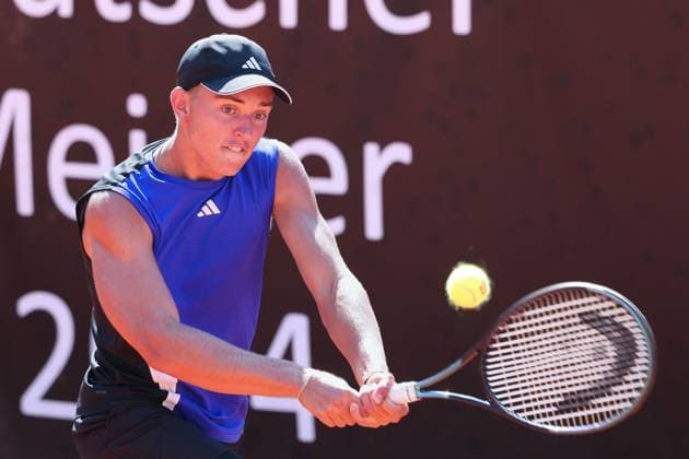 Justin Engel (GER), TC Grosshesselohe Herren Bundesliga Tennis - Herren Bundesliga Tennis - - TC Grosshesselohe - Grosshesselohe-Muenchen - Bayern - Germany - 10 August 2025. Copyright: xJuergenxHasenkopfx