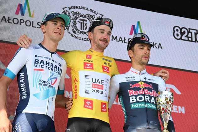 10-08-2025 Tour De Pologne; Tappa 07 Wieliczka - Wieliczka; 2025, Uae Team Emirates - Xrg; 2025, Bahrain - Victorious; 2025, Red Bull - Bora Hansgrohe; Mcnulty, Brandon; Tiberi, Antonio; Sobrero, Matteo; Wieliczka; 
