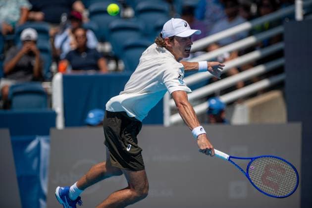 Cincinnati Open: Reilly Opelka V Alex De Minaur Alex de Minaur is seen during his second-round match at the Cincinnati Open in Mason, Ohio, on August 10, 2025. Mason Ohio United States  Copyright: xJasonxWhitmanx originalFilename:whitman-cincinna250810_npejw.jpg
