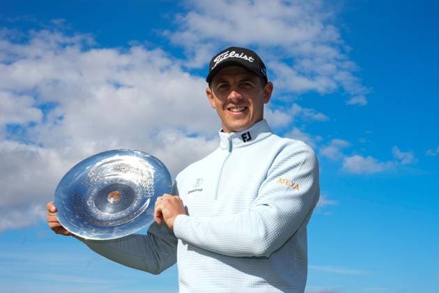 Grant Forrest (SCO) holds the NEXO Championship trophy. Nexo Championship, Day Four, Golf, Trump International Golf Links, Aberdeenshire, Scotland, UK - 10 Aug 2025Aberdeenshire Trump International Golf Links Scotland United Kingdom EDITORIAL USE ONLY No use with unauthorised audio, video, data, fixture lists, club league logos or live services. Online in-match use limited to 120 images, no video emulation. No use in betting, games or single club league player publications. Copyright: xStuartxWallace Shutterstockx 15429702au