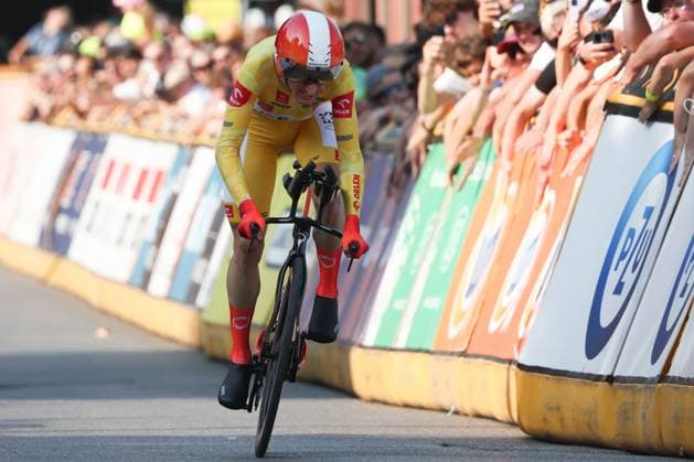 Tour de Pologne WIELICZKA, POLAND - AUGUST 10: Victor Lanellotti during the individual time trial, 7th stage of Tour de Pologne UCI World Tour cycling race in Wieliczka, Poland on August 10, 2025. Jakub Porzycki Anadolu Wieliczka Poland. Editorial use only. Please get in touch for any other usage.  Copyright: x2025xAnadoluxJakubxPorzyckix