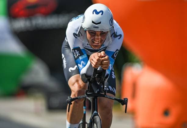 82nd Tour De Pologne 2025 - Stage 7 WIELICZKA, POLAND AUGUST 10: Manlio Moro of Italy, riding for Movistar Team, races through the final kilometer of Stage 7, a 12.5 km individual time trial from Wieliczka to Wieliczka, during the 82nd Tour de Pologne, in Wieliczka, Lesser Poland Voivodeship, Poland, on August 10, 2025. Wieliczka Poland Copyright: xArturxWidakx originalFilename:widak-82ndtour250810_npzf8.jpg