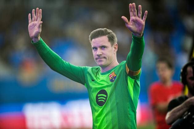 FC Barcelona, Barca v COMO 1907. JOHAN CRUYFF STADIUM ,BARCELONA. Aug 10,2025 FC BARCELONA vs COMO 1907 Aug 10,2025 Ter Stegen goalkeeper of FC Barcelona during the match between FC Barcelona and Como 1907 corresponding to the Joan Gamper Trophy at Johan Cruyff Stadium in Barcelona, Spain. Barcelona ESP Copyright: xS.xRosx