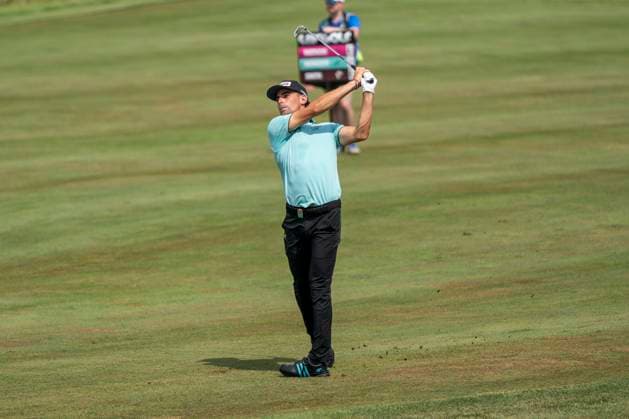 BOLINGBROOK, IL - AUGUST 10: Joaquin Niemann swings at the ball from the first fairway during the final round of LIV Golf Chicago on Sunday, August 10, 2025 at Bolingbrook Golf Club in Bolingbrook, IL (Photo by Ben Hsu Icon Sportswire) GOLF: AUG 10 LIV Golf Chicago EDITORIAL USE ONLY Icon224250810046