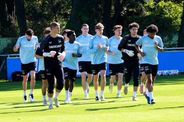 DEU, DFL, 2. FBL Hertha BSC, Training, 11.08.2025, Sportforum, Berlin, DEU, DFL, 2. FBL Hertha BSC, Training, im Bild Kennet Eichhorn (Hertha BSC Berlin 23), Hertha-Spielerkreis DFL - regulations prohibit any use of Photographs as image sequences and or quasi-video
