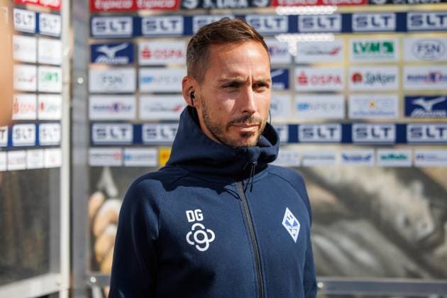 Trainer Dominik Glawogger (Mannheim) ; GER, FC Hansa Rostock vs. SV Waldhof Mannheim, Fußball, Männer, 3. Liga, 02.Spieltag, Spielzeit 2025 2026, 10.08.2025 Rostock Ostseestadion Mecklenburg - Vorpommern Deutschland