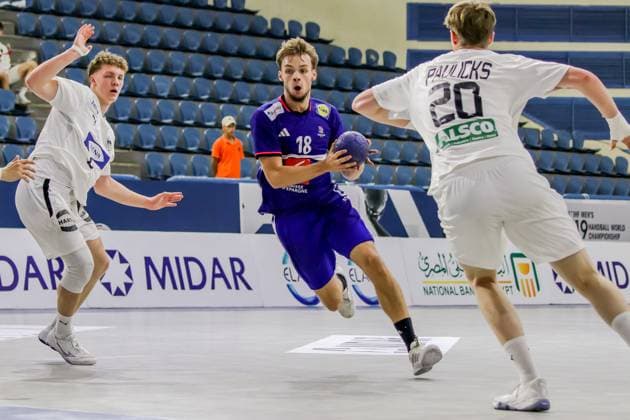 August 11, 2025, Cairo, Cairo, Egypt: GOURGUECHON TRISTAN The France Player In Action During A 11TH IHF Men s Youth World Championship, WM, Weltmeisterschaft Egypt 2025 Between Germany And France At Cairo Stadium Hall 2 Cairo Egypt - ZUMAe138 20250811_zsp_e138_023 Copyright: xBassemxElziatyx