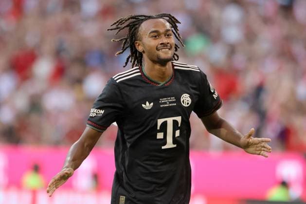 JONAH KUSI ASARE, Bayern Monaco, Telekom Cup 2025-26, Bayern Munchen vs Tottenham Hotspur 4-0, 07-08-2025, Esultanza, Celebration, Jubel TELEKOM CUP 2025 BAYERN MONACO-TOTTENHAM HOTSPUR 4-0
