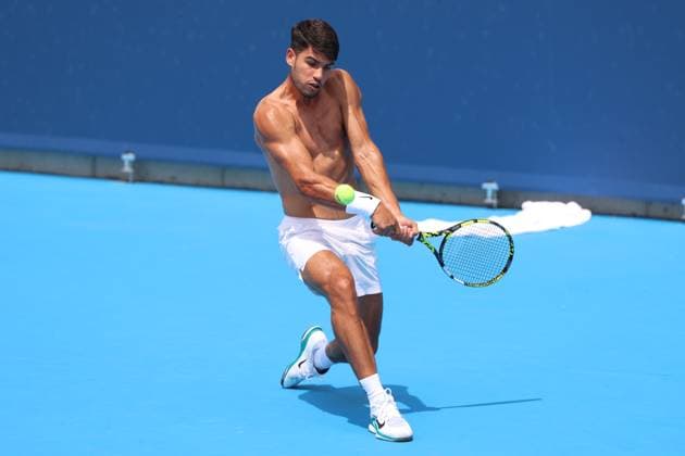 August 11, 2025, Mason, Ohio, United States: CARLOS ALCARAZ of Spain during practice session of the Cincinnati Open at the Lindner Family Tennis Center. Mason, Ohio. Mason United States - ZUMAc278 20250811_zsp_c278_027 Copyright: xMarcinxCholewinskix
