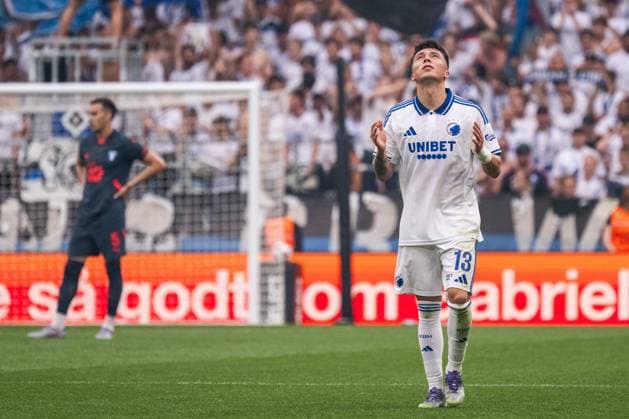 250812 Rodrigo Huescas of FC Copenhagen celebrates after scoring 1-0 during the UEFA Champions League qualifier football match between FC Copenhagen and Malmö FF on August 12, 2025 in Copenhagen. Photo: Christoffer Borg Mattisson BILDBYRAN COP 261 PA1061 fotboll football soccer fotball uefa champions league champions league fc copenhagen malmö ff bbeng kval fc köpenhamn jubel Copyright: CHRISTOFFERxBORGxMATTISSON BB250812CB041
