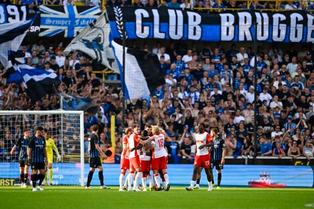 Club Brugge v Salzburg - UEFA Champions League BRUGGE, BELGIUM - AUGUST 12 : Rasmussen Jacob defender of Red Bull Salzburg celebrating scoring a goal during the UEFA Champions League 2025 26 third qualifying round second leg between Club Brugge and Salzburg on August 12, 2025 in Brugge, Belgium, 12 08 2025 Brugge Belgium  Copyright: xJanxDexMeuleneirx