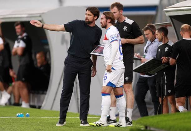 Rangers manager, Russell Martin speaks with Joe Rothwell of Rangers before he is subbed onto the field Viktoria Plzen v Rangers, UEFA Champions League, 3rd Qualifying Round, Second Leg, Football, Doosan Arena, Plzen, Czech Republic, UK - 12 Aug 2025Plzen Doosan Arena Czech Republic EDITORIAL USE ONLY No use with unauthorised audio, video, data, fixture lists, club league logos or live services. Online in-match use limited to 120 images, no video emulation. No use in betting, games or single club league player publications. Copyright: xMilanxKammermeyer Shutterstockx 15437971z