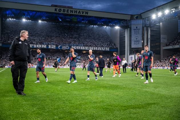 250812 Sead Haksabanovic, Gabriel Busanello, Otto Rosengren and Colin Rösler of Malmö FF look dejected after the UEFA Champions League qualifier football match between FC Copenhagen and Malmö FF on August 12, 2025 in Copenhagen. Photo: Petter Arvidson BILDBYRAN kod PA PA1061 fotboll football soccer fotball uefa champions league champions league fc copenhagen malmö ff bbeng kval fc köpenhamn bbauto depp Copyright: PETTERxARVIDSON BB250812PA120
