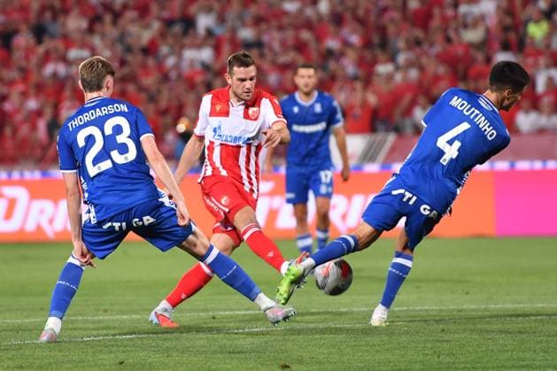 CRVENA ZVEZDA vs LECH TIMI MAX ELSNIK, football player of Crvena Zvezda, during UEFA Champion League qualification match against Lech Poznan, at Stadium Rajko Mitic. Belgrade, 12.08.2025 photo: MN Press Photo Agency FOOTBALL, UEFA CHAMPION LEAGUE QUALIFICATIONS MATCH, CRVENA ZVEZDA, RED STAR, LECH POZNAN Belgrade Stadium Rajko Mitic Serbia Copyright: xMarkoxMetlas xMNxPressx