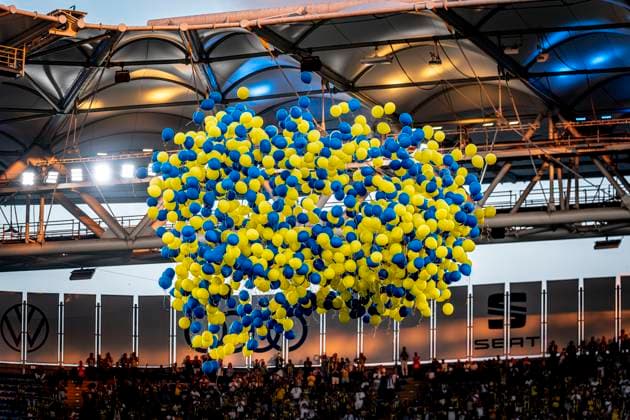 Balloons during the match Fenerbahce - Feyenoord at the Åžükrü SaracoÄülu Spor Kompleksi for the Champions League - Third qualifying round - 2nd leg season 2025-2026 in ISTANBUL, Turkey on 10 august 2025, (photo by Marcel van Dorst EYE4images DeFodi Images)
