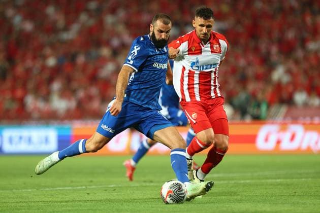 BELGRAD 12.08.2025 MECZ III RUNDA ELIMINACYJNA LIGA MISTRZOW SEZON 2025 26: FK CRVENA ZVEZDA BELGRAD - LECH POZNAN --- UEFA CHAMPIONS LEAGUE THIRD QUALIFYING ROUND MATCH: RED STAR BELGRADE - LECH POZNAN NZ MIKAEL ISHAK MILOS VELJKOVIC FOT. PATRYK PINDRAL 400MM.PL NEWSPIX.PL --- newspix.pl 