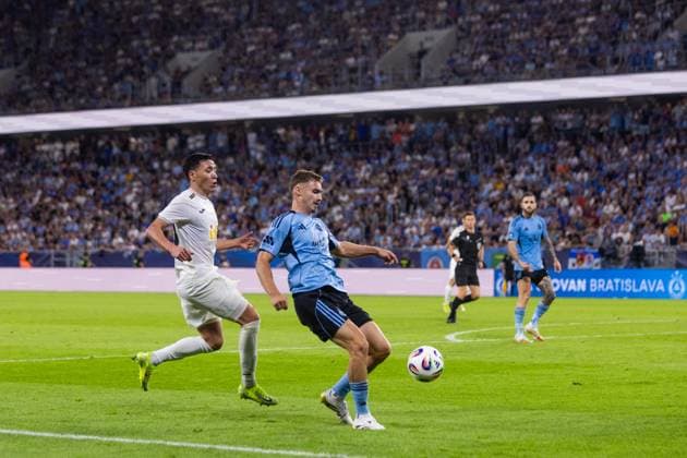 SLOVAN BRATISLAVA - KAIRAT ALMATY Peter Pokorny of Slovan during third qualifying round of UEFA Champions League football match between SK Slovan Bratislava and Kairat Almaty. Bratislava, Slovakia, August 12, 2025. Copyright: xx 080A5543