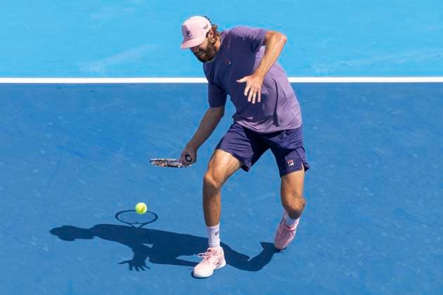 August 12, 2025, Mason, Ohio, USA: Mason, Ohio; Cincinnati Open Tennis Tournament - 2025 08 12 - Reilly Opelka plays a ball against opponent Francisco Comesana. - ZUMAPress Mason USA - ZUMAn24_ 20250812_zaf_n24_212 Copyright: xWallyxNellx