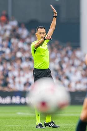 FC Copenhagen v Malmo FF, UEFA Champions League qualification, Copenhagen, Denmark Copenhagen, Denmark. 12th, August 2025. Referee Jose Maria Sanchez Martinez seen during the UEFA Champions League qualification match between FC Copenhagen and Malmo FF at Parken in Copenhagen. Denmark, Copenhagen  Copyright: xGonzalesxPhoto DejanxObretkovicx