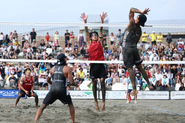 Kota Kurosawa & Taito Mizumachi, Yoshiumi Hasegawa & Hiroki Dylan Kurokawa, AUGUST 13, 2025 - Beach volleyball, Beachvolleyball : The 39th Beach Volley Japan, Men s Final at Kugenuma beach, Kanagawa, Japan. Noxthirdxpartyxsales  aflo_300048951