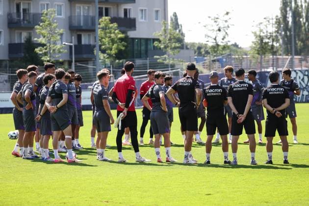 SOCCER - UEFA ECL, A.Wien vs Ostrava VIENNA,AUSTRIA,13.AUG.25 - SOCCER - UEFA Conference League, qualification, FK Austria Wien vs Banik Ostrava, preview, training A.Wien. Image shows the team of A.Wien.  GEPAxpictures xArminxRauthner