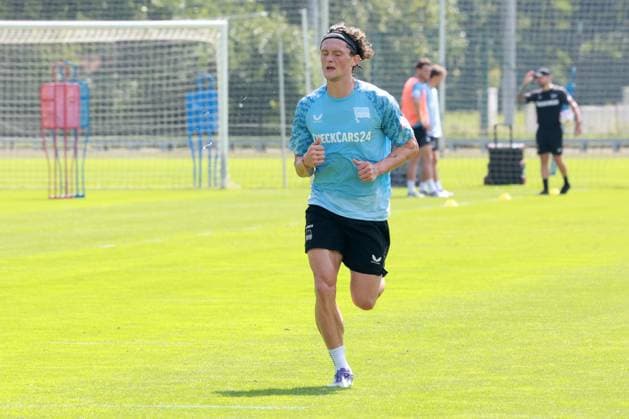 DEU, DFL, 2. FBL Hertha BSC, Training, 13.08.2025, Sportforum, Berlin, DEU, DFL, 2. FBL Hertha BSC, Training, im Bild Fabian Reese (Hertha BSC Berlin 11) DFL - regulations prohibit any use of Photographs as image sequences and or quasi-video
