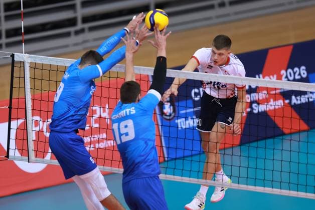 EuroVolley 2026 Qualification CRO vs EST Gabrijel Cvanciger of Croatia in action during EuroVolley 2026 Qualification Phase, Pool D mach between Croatia and Estonia at Gradski vrt in Osijek, Croatia on August 13, 2025.  DavorxJavorovic PIXSELL