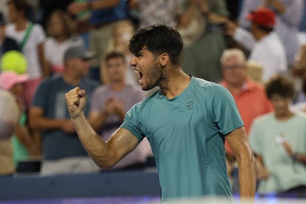 August 13, 2025, Mason, Ohio, United States: CARLOS ALCARAZ of Spain during the match against L. Nardi of Italy in the 1 8 final of the Cincinnati Open at the Lindner Family Tennis Center. Mason, Ohio. Alcaraz won 6:1, 6:4. Mason United States - ZUMAc278 20250813_zsp_c278_034 Copyright: xMarcinxCholewinskix