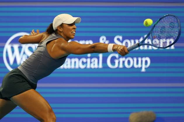 August 13, 2025, Mason, Ohio, United States: MADISON KEYS of USA during the match against E. Rybakina of Kazakhstan in the 1 8 final of the Cincinnati Open at the Lindner Family Tennis Center. Mason, Ohio. Keys lost 7:6 (7-3),4:6, 2:6. Mason United States - ZUMAc278 20250813_zsp_c278_043 Copyright: xMarcinxCholewinskix