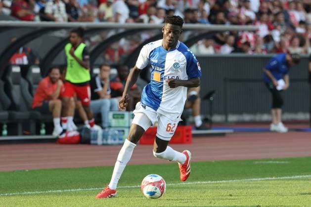 Grasshopper - Bayern Bara Sapoko Ndiaye (GC) 12.08.2025 Stadion Letzigrund Zuerich, SCHWEIZ, Saison 2025 2026 Herren Fussball Testspiel Grasshopper Club Zuerich - FC Bayern Muenchen Bara Sapoko Ndiaye (GC)