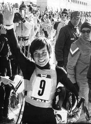 Ski alpin Olympische Winterspiele 1976 in Innsbruck U.B.z. Goldmedaillengewinnerin Rosi Mittermaier (Deutschland) 1976 in Innsbruck - Oesterreich !ACHTUNG AUFNAHMEDATUM GESCHÄTZT! *** Ski Alpine Olympic Winter Games 1976 in Innsbruck u B Z Gold medal winner Rosi Mittermaier Germany 1976 in Innsbruck Austria ATTENTION date estimated !ACHTUNG AUFNAHMEDATUM GESCHÄTZT!