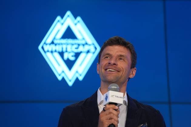 August 14, 2025, Vancouver, Bc, CANADA: New Vancouver Whitecaps player Thomas Muller speaks at a news conference in Vancouver, on Thursday, Aug. 14, 2025. The MLS, Fussball Herren, USA soccer club signed the 2014 World Cup champion and longtime Bayern Munich star to their roster in a deal that also includes a designated player option for the 2026 campaign. Canada News - August 14, 2025  - ZUMAc35_ 20250814_zaf_c35_032 Copyright: xDarrylxDyckx