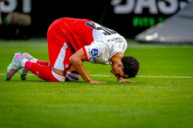 FC Utrecht forward Adrian Blake celebrating the goal during the match Utrecht - Servette at the Galgenwaard stadium for the UEFA Europa League - Third qualifying round - 2nd leg season 2025-2026 in UTRECHT, Netherlands on 14 august 2025, (photo by Marcel van Dorst EYE4images DeFodi Images)