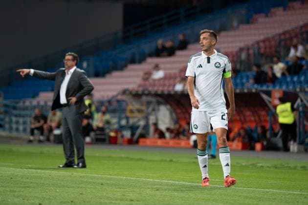 Shakhtar Donetsk v Panathinaikos - UEFA Europa League. Giannis Kotsiras plays during the game between FC Shakhtar Donetsk and Panathinaikos F.C. in Krakow, Poland, on August 14, 2025, in the UEFA Europa League third qualifying round, second leg match at Henryk Reyman Municipal Stadium. Krakow Poland  Copyright: xMarcinxGolbax originalFilename:golba-shakhtar250814_npedS.jpg