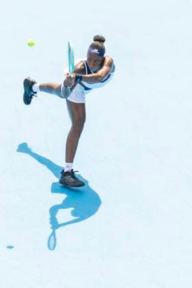 August 14, 2025, Mason, Ohio, USA: Mason, Ohio; Cincinnati Open Tennis Tournament - 2025 08 14 - Coco Gauff plays a ball against opponent Lucia Bronzetti. - ZUMAPress Mason USA - ZUMAn24_ 20250814_zaf_n24_059 Copyright: xWallyxNellx