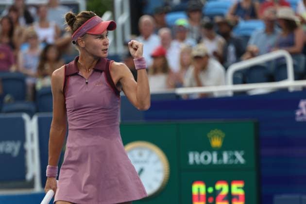 August 14, 2025, Mason, Ohio, United States: VERONIKA KUDERMETOVA during the match against M. Linette of Poland in the 1 8 final of the Cincinnati Open at the Lindner Family Tennis Center. Mason, Ohio. Mason United States - ZUMAc278 20250814_zsp_c278_013 Copyright: xMarcinxCholewinskix