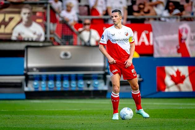FC Utrecht defender Nick Viergever during the match Utrecht - Servette at the Galgenwaard stadium for the UEFA Europa League - Third qualifying round - 2nd leg season 2025-2026 in UTRECHT, Netherlands on 14 august 2025, (photo by Marcel van Dorst EYE4images DeFodi Images)