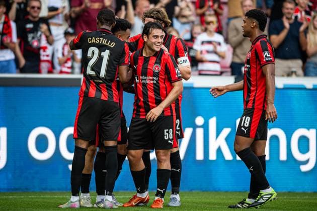 FC Midtjylland v Fredrikstad, UEFA Europa League qualification, Herning, Denmark Herning, Denmark. 14th, August 2025. Paulinho (29) of FC Midtjylland scores for 2-0 during the UEFA Europa League qualification match between FC Midtjylland and Fredrikstad at MCH Arena in Herning. Denmark, Herning  Copyright: xGonzalesxPhoto MortenxKjaerx