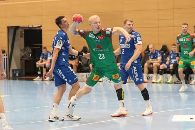 15.08.2025, xgox, Handball, Wartburg Cup, SC Magdeburg - TBV Lemgo emspor v.l. Magnus Saugstrup (Magdeburg, 23) wirft Tor, Torschuetze, erzielt Tor, Treffer, scores the goal Eisenach