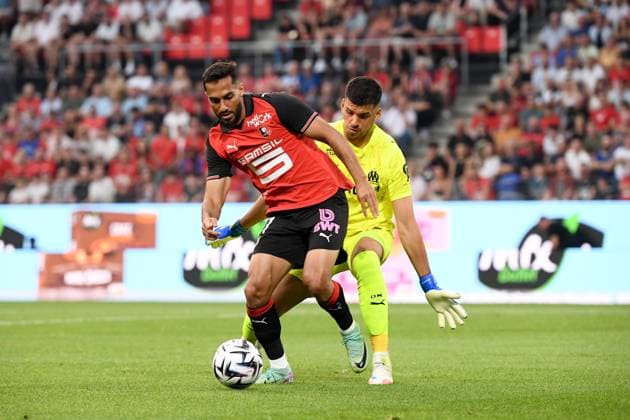 Stade Rennais FC v Olympique de Marseille - Ligue 1 McDonald s 2025 2026 01 Geronimo RULLI (om) - 11 Mousa TAMARI (srfc) during the Ligue 1 McDonald s match between Rennes and Marseille at Roazhon Park on August 15, 2025 in Rennes, France. Rennes France  Copyright: xFEPx 776368224