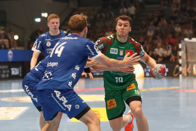 15.08.2025, xgox, Handball, Wartburg Cup, SC Magdeburg - TBV Lemgo emspor v.l. Elvar Orn Jonsson (Magdeburg, 19) Eisenach